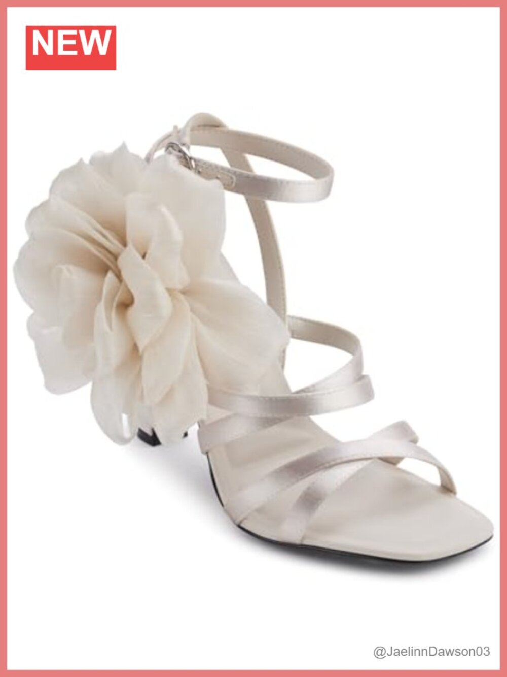 Strappy Sandals with Floral Applique - Peep Toe Flat